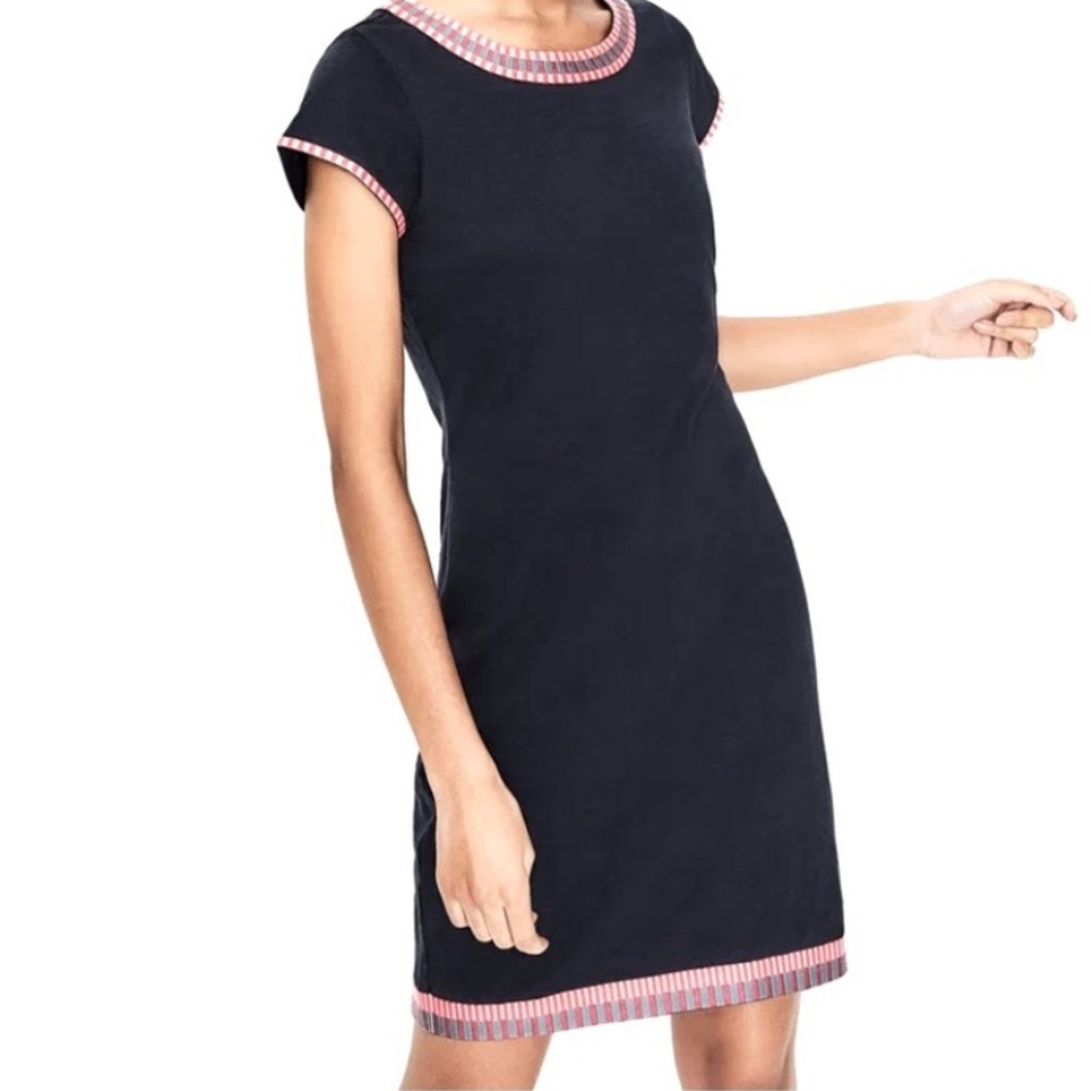 Boden Navy Dress with Pink Trim